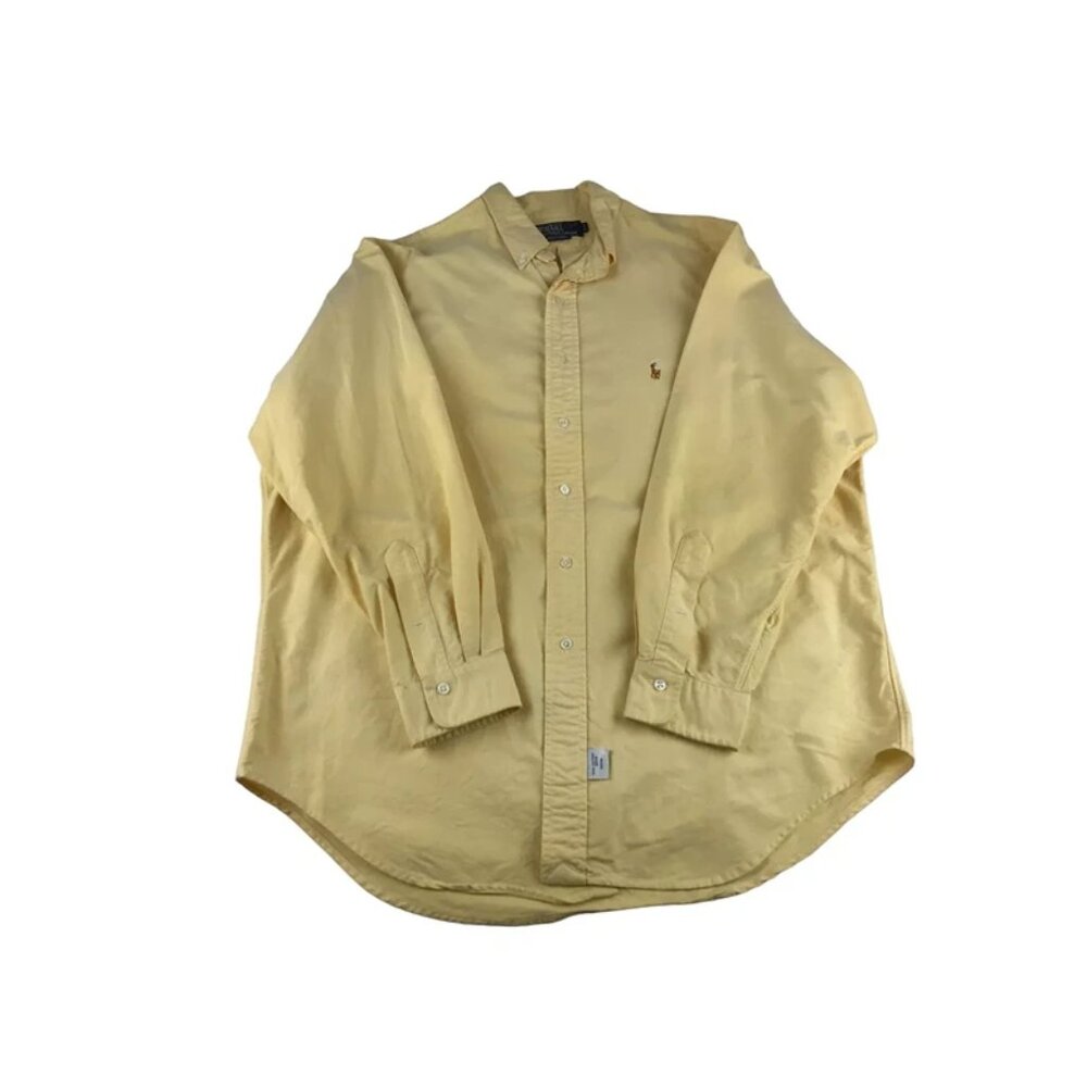 VTG 80s-90s era Polo by Ralph Lauren Mens Yellow Long Sleeve Shirt‎ Size 17-34